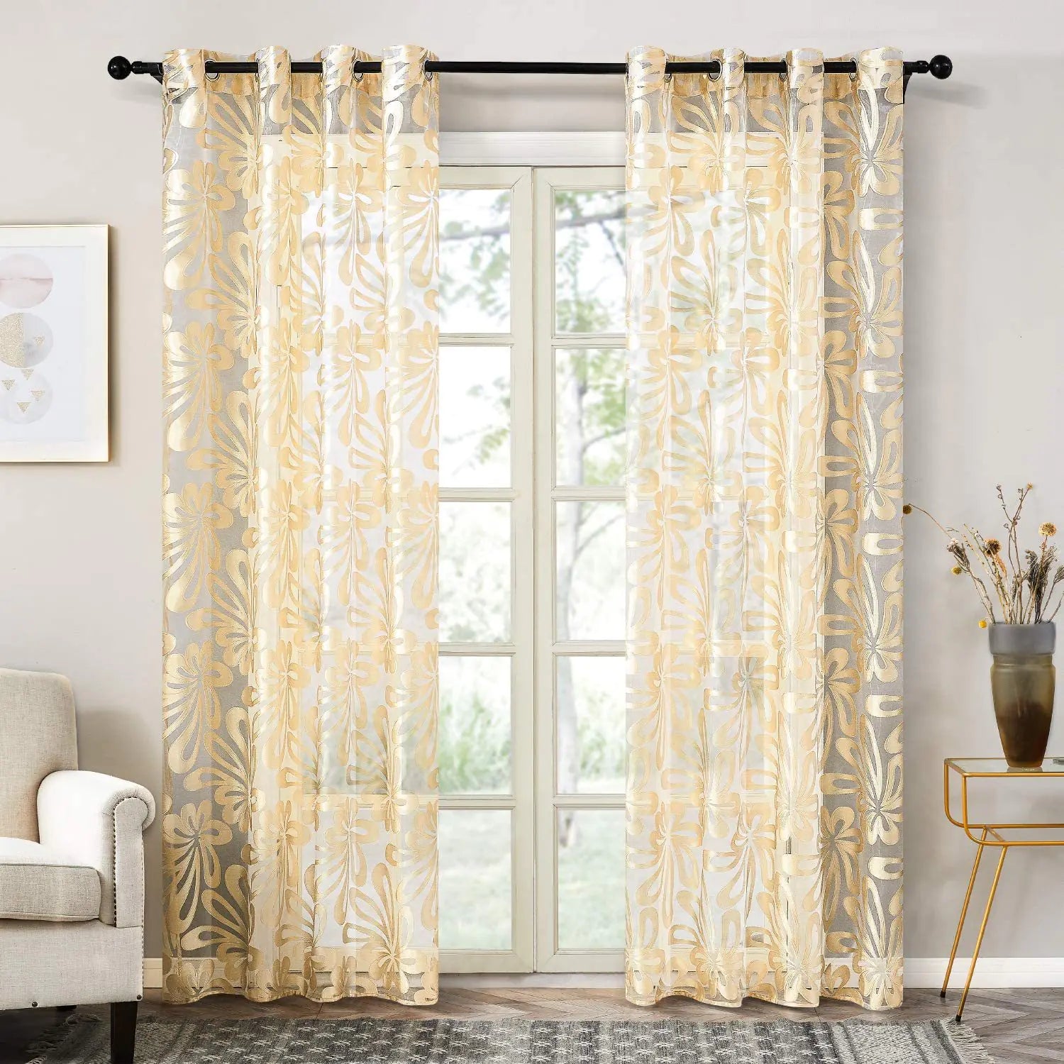Cortinas elegantes Premium estilo floral
