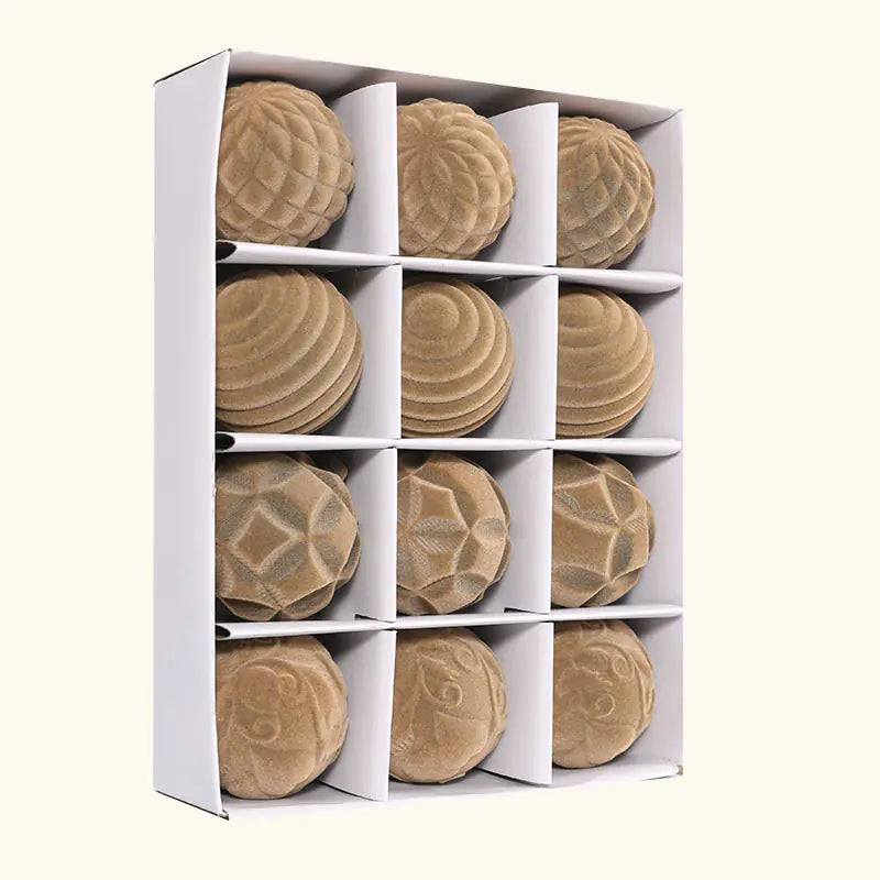 Paquete de 12 adornos de terciopelo para el árbol de Navidad - Bolas de plástico