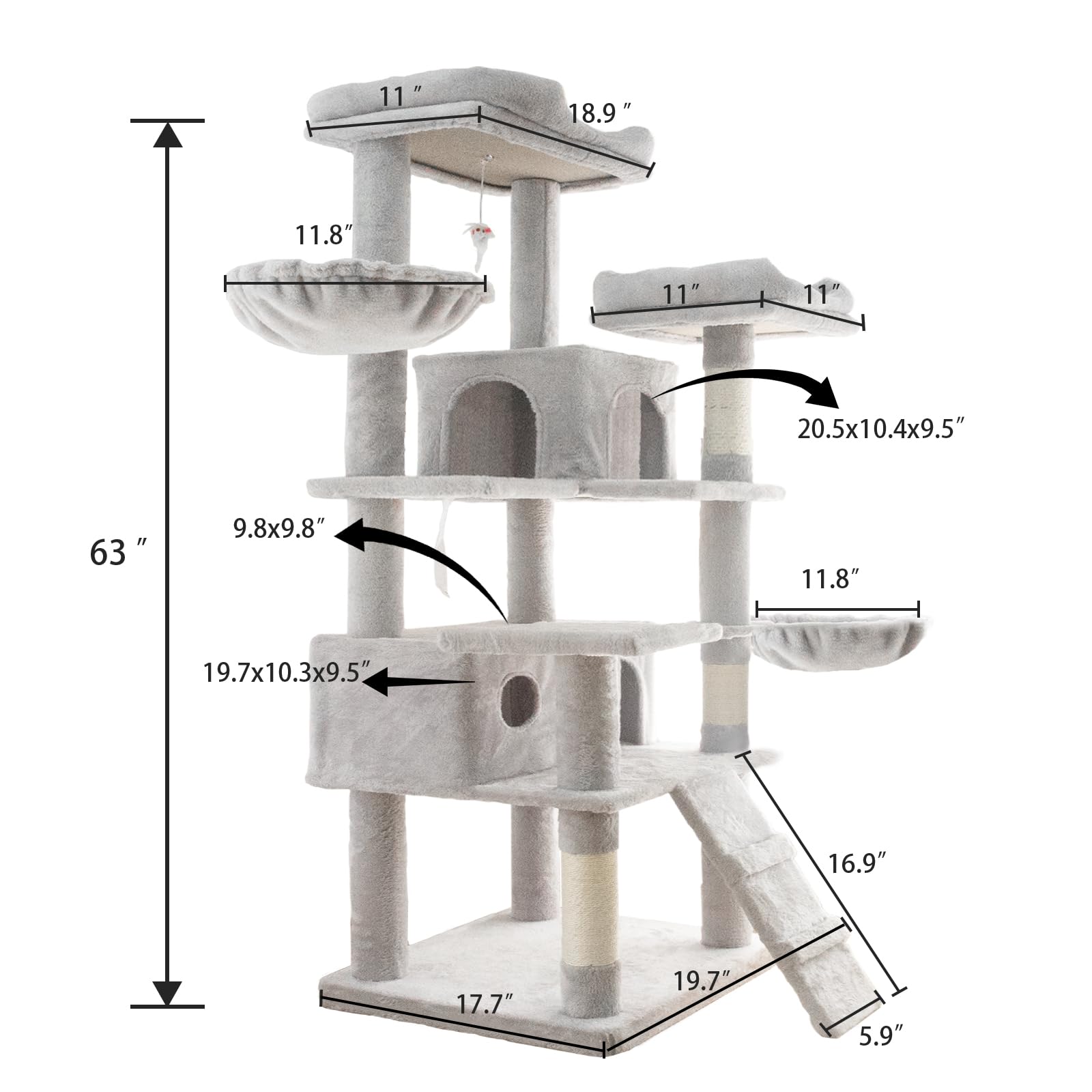 Torre para Gatos de  160,02 CM Varios Niveles Interior