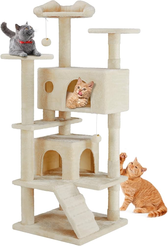 Torre de Gatos de 54 Pulgadas Condo Mueble Árbol