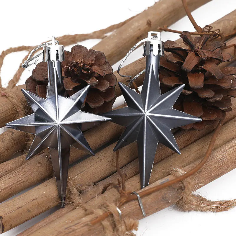 Adornos Coloridos para Árbol de Navidad - Set de 12 Estrellas Octagonales