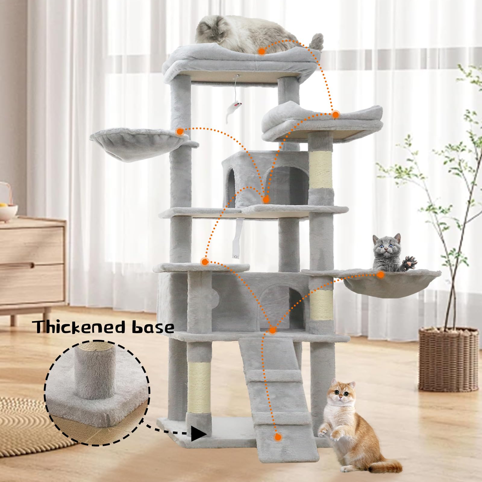 Torre para Gatos de  160,02 CM Varios Niveles Interior