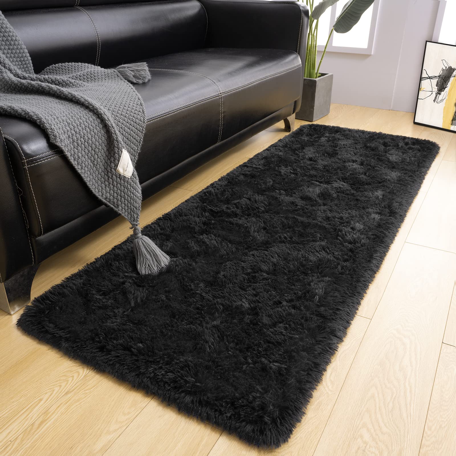 Alfombra Corredora Negra mediana  para Dormitorio 2x6