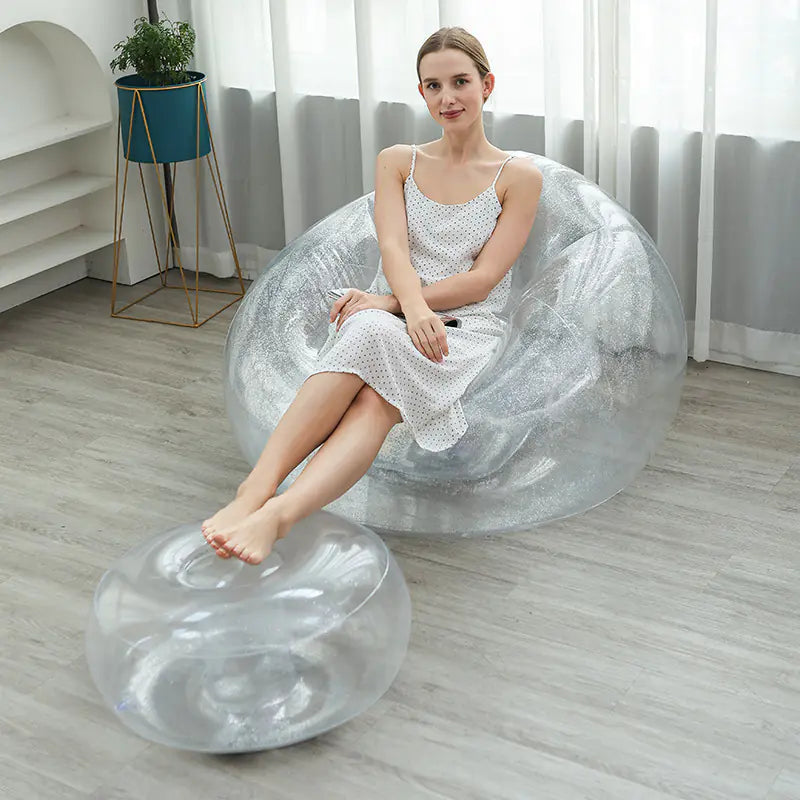 Sillón de diseño inflable  grueso con reposapiés