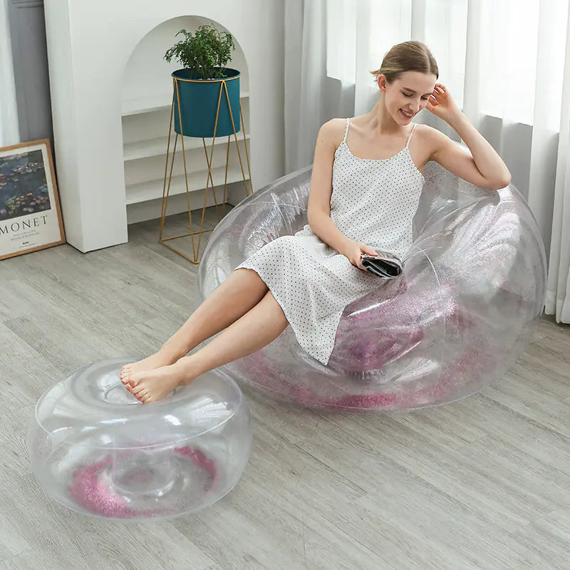 Sillón de diseño inflable  grueso con reposapiés