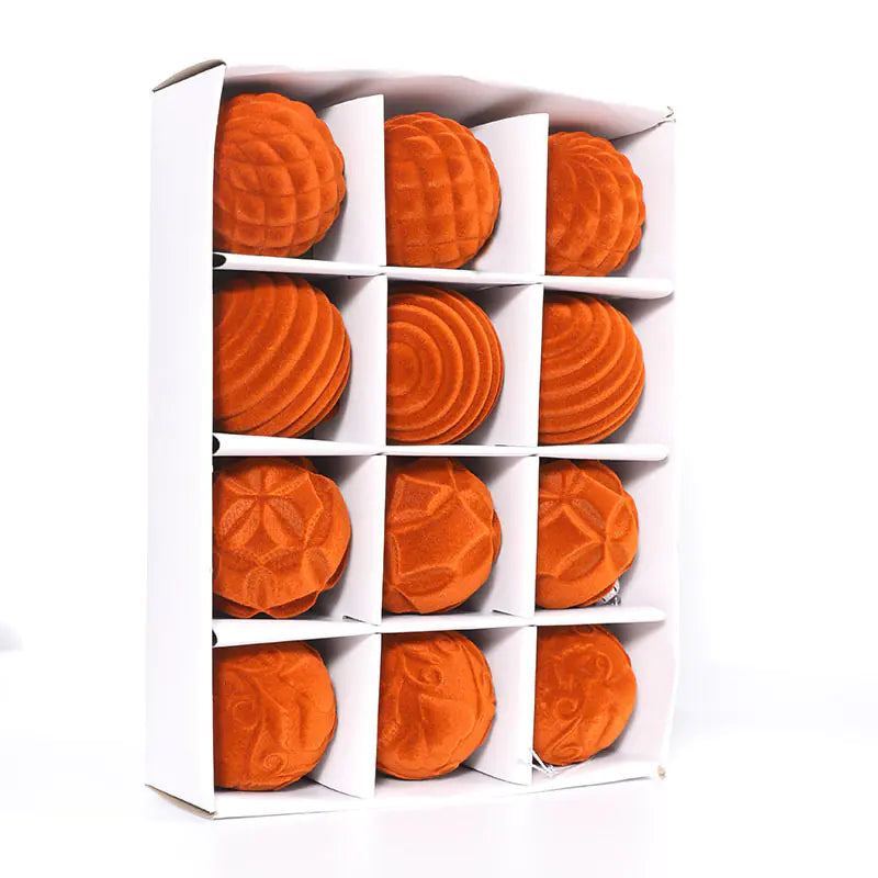 Paquete de 12 adornos de terciopelo para el árbol de Navidad - Bolas de plástico