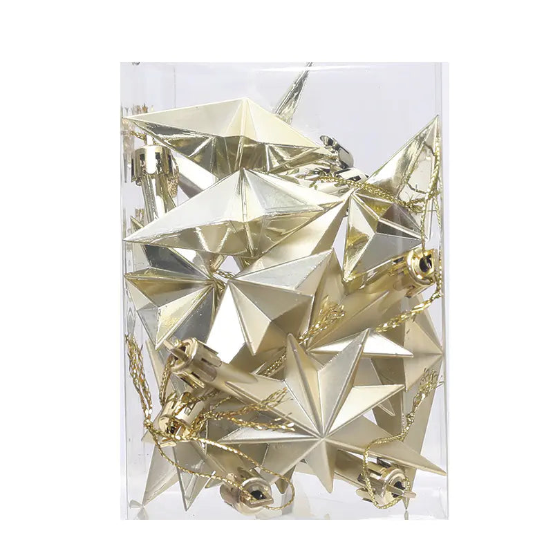 Adornos Coloridos para Árbol de Navidad - Set de 12 Estrellas Octagonales