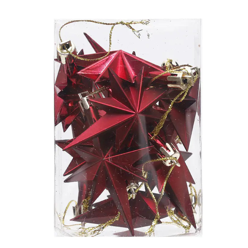 Adornos Coloridos para Árbol de Navidad - Set de 12 Estrellas Octagonales