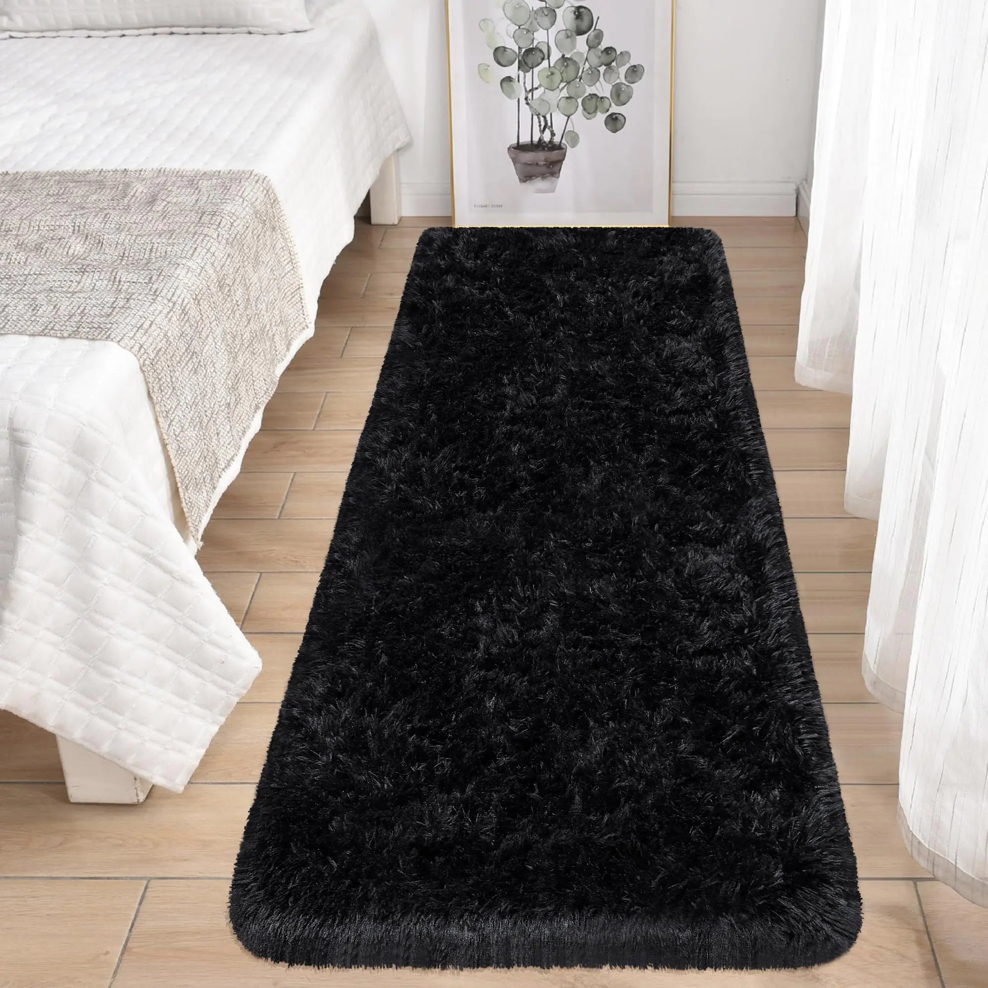 Alfombra Corredora Negra mediana  para Dormitorio 2x6