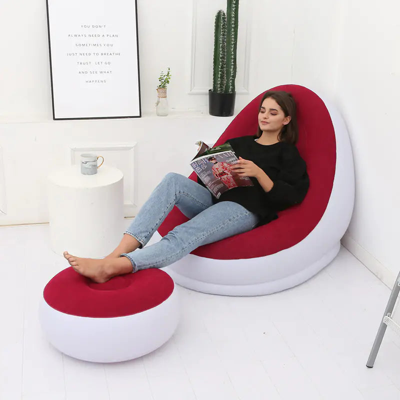 Sillón de diseño inflable  grueso con reposapiés