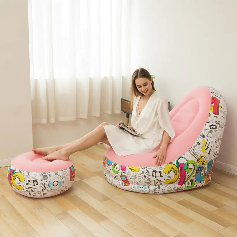Sillón de diseño inflable  grueso con reposapiés