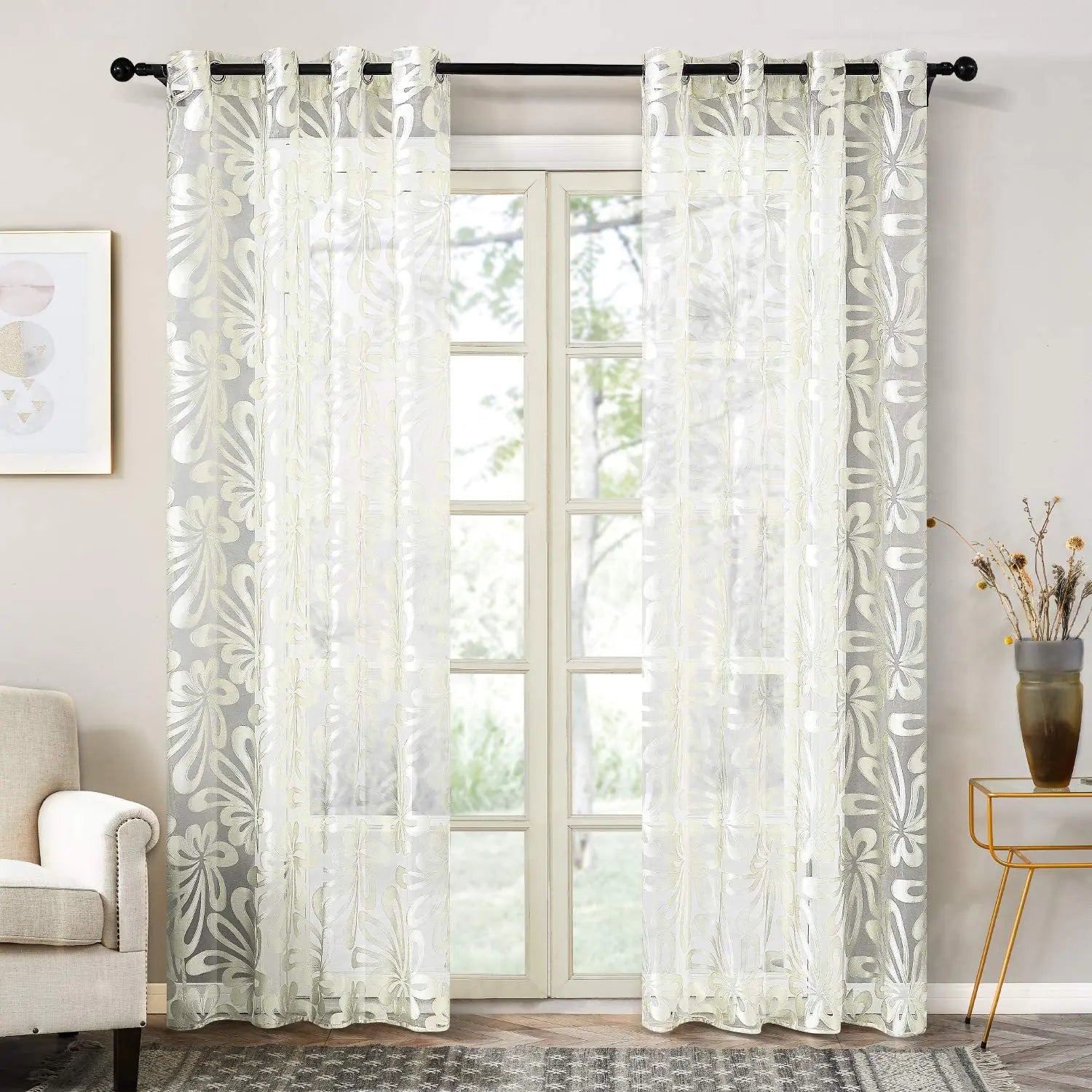 Cortinas elegantes Premium estilo floral