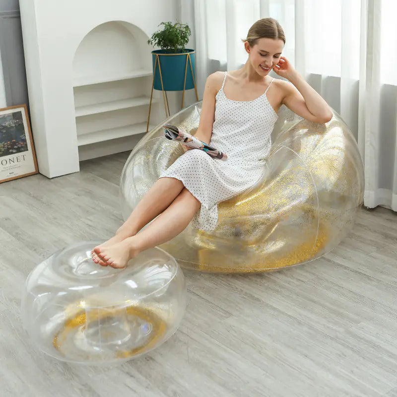 Sillón de diseño inflable  grueso con reposapiés