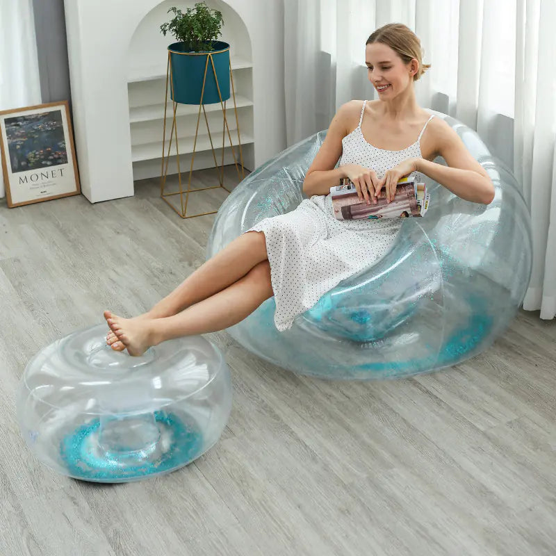 Sillón de diseño inflable  grueso con reposapiés