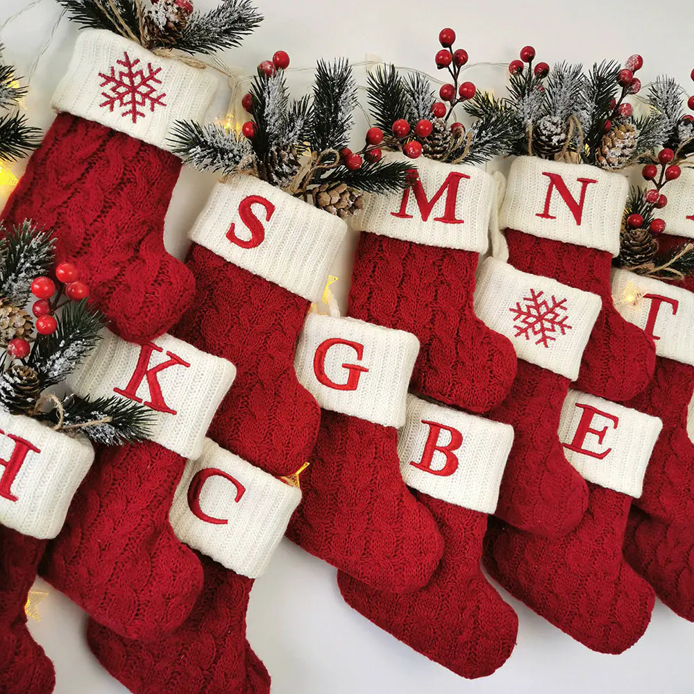 Calcetines Navideños de Letras Tejidos