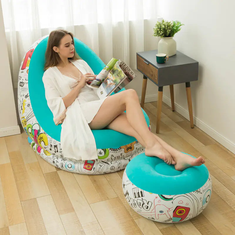 Sillón de diseño inflable  grueso con reposapiés