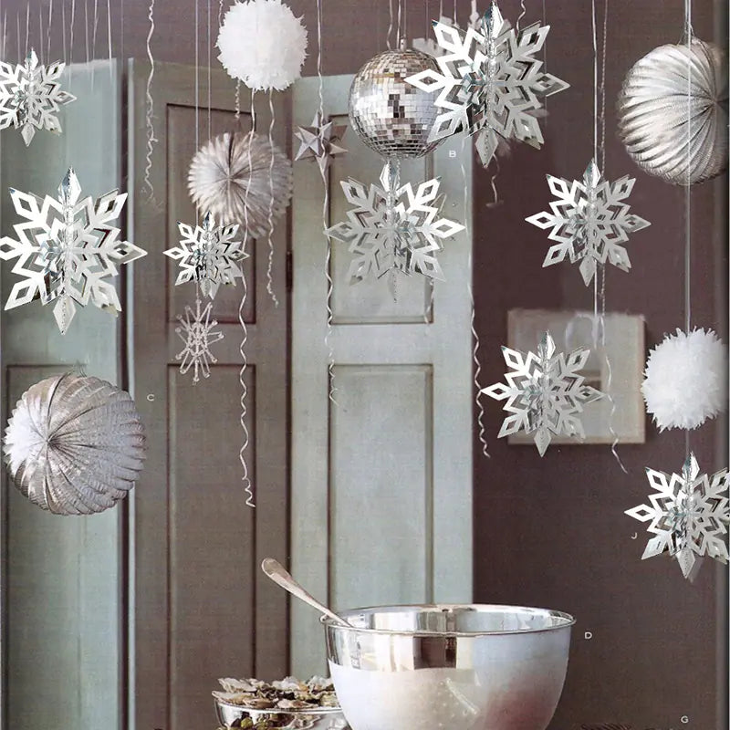 Adornos navideños de copos de nieve para decoración