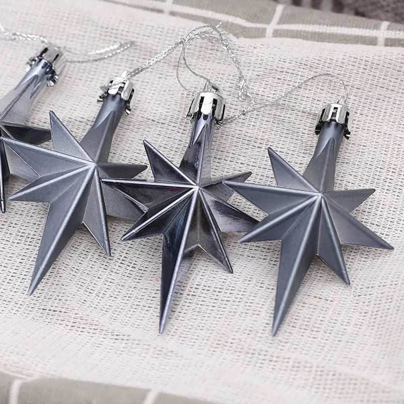 Adornos Coloridos para Árbol de Navidad - Set de 12 Estrellas Octagonales