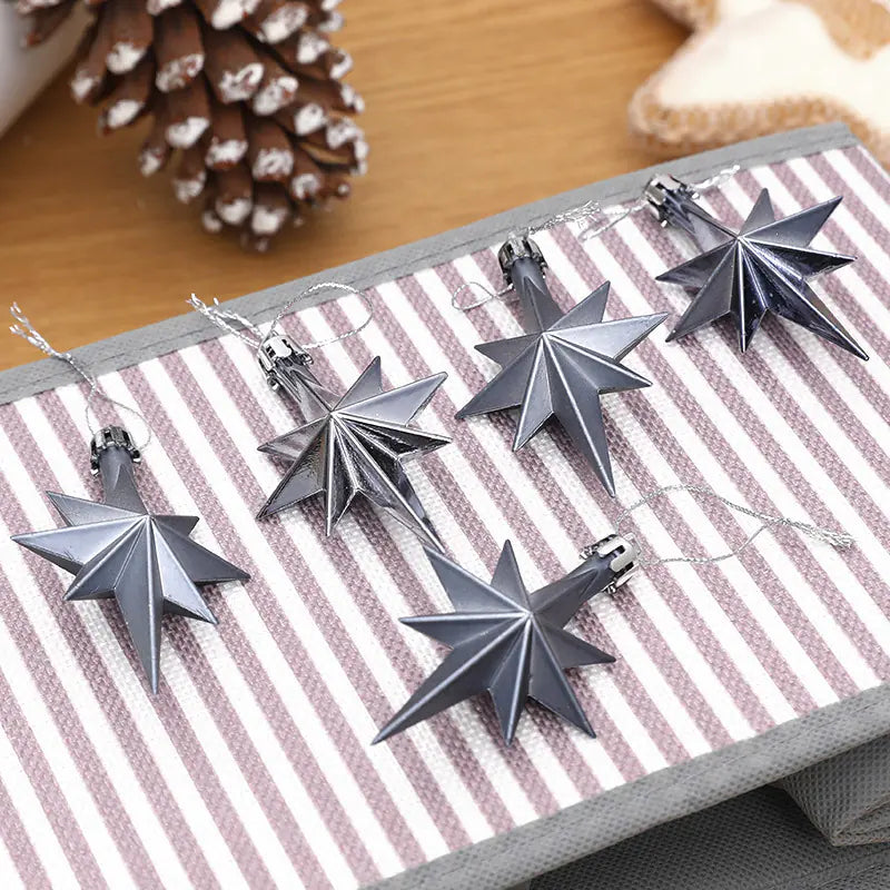 Adornos Coloridos para Árbol de Navidad - Set de 12 Estrellas Octagonales