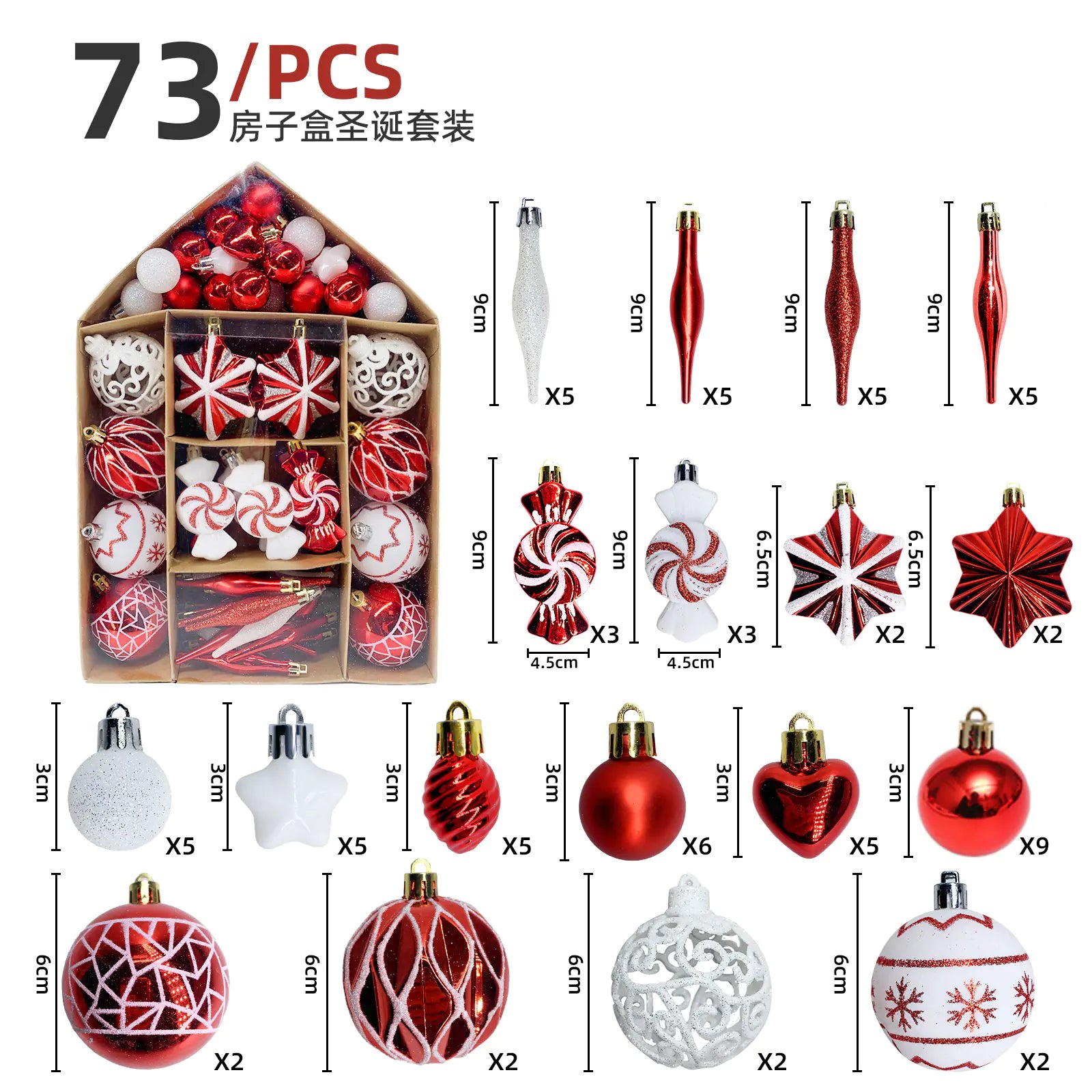 Set de 73 Adornos Navideños con Diseños Únicos