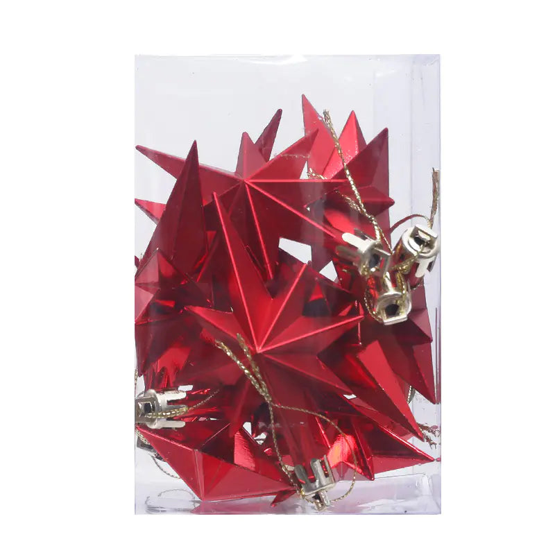 Adornos Coloridos para Árbol de Navidad - Set de 12 Estrellas Octagonales