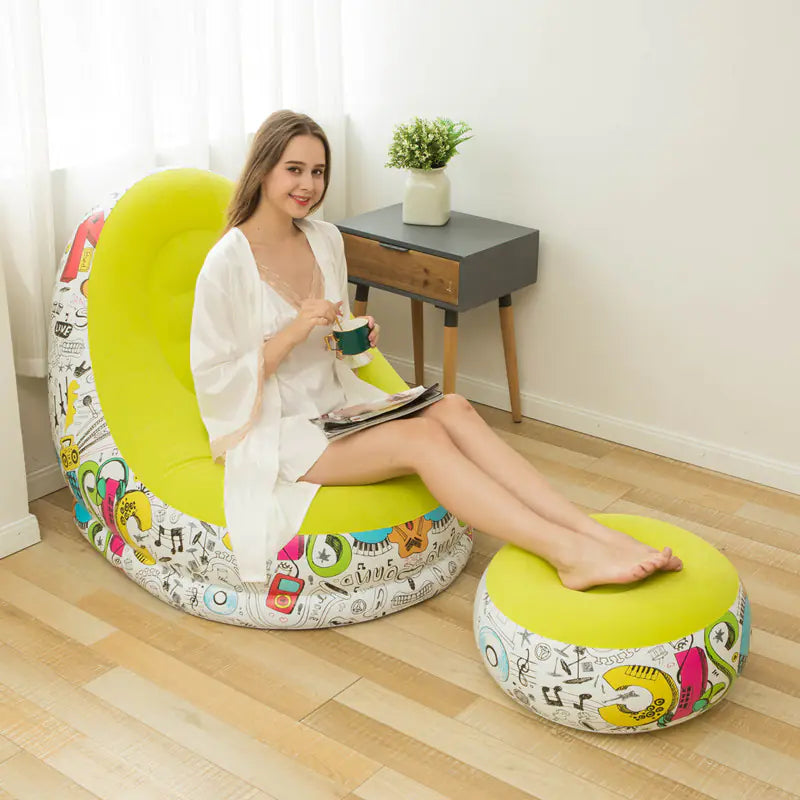 Sillón de diseño inflable  grueso con reposapiés