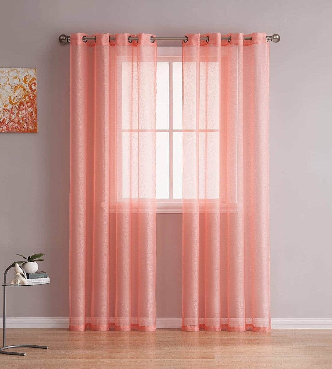 Cortinas de Ventana Voile Transparente Color Rosa Suave 84 pulgadas de largo