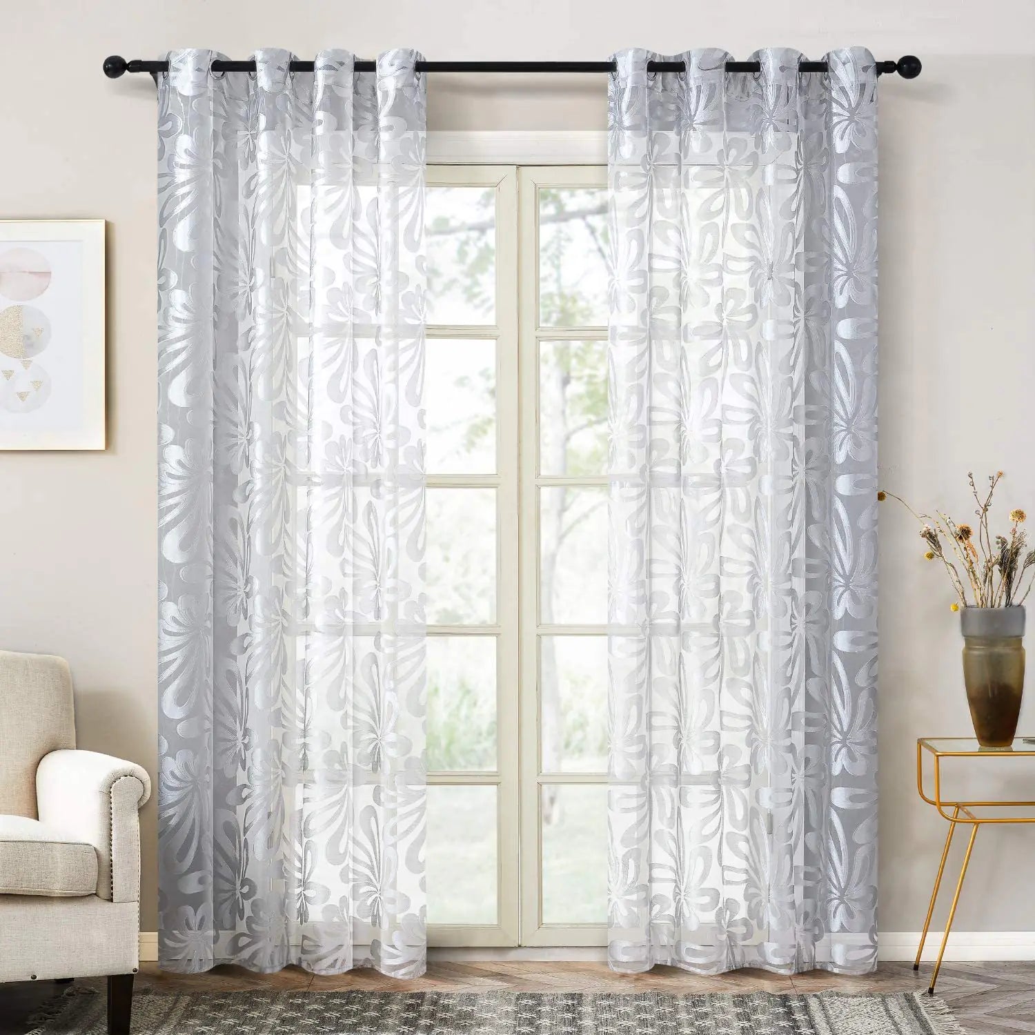 Cortinas elegantes Premium estilo floral