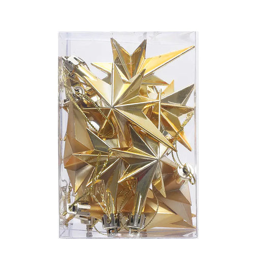 Adornos Coloridos para Árbol de Navidad - Set de 12 Estrellas Octagonales