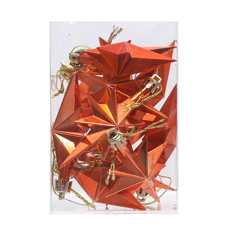 Adornos Coloridos para Árbol de Navidad - Set de 12 Estrellas Octagonales